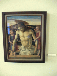 Painting `Cristo Morto Sorretto da Due Angeli` by Giovanni Bellini, at the Museo Correr museum at the Procuratie Nuove building