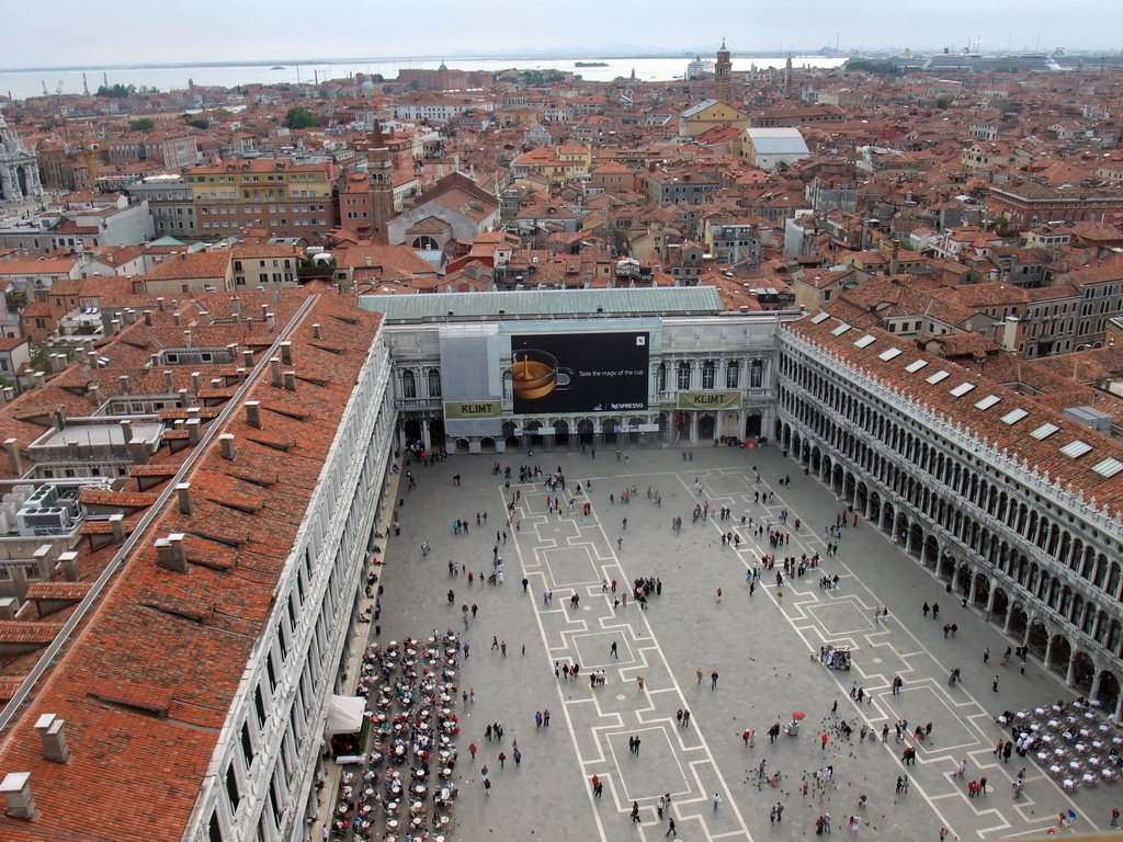 The Piazza San Marco square, the Procuratie Vecchie building, the Napoleonic Wing of the Procuraties building, the Procuratie Nuove building and the Teatro la Fenice theatre, viewed from the Campanile Tower of the Basilica di San Marco church