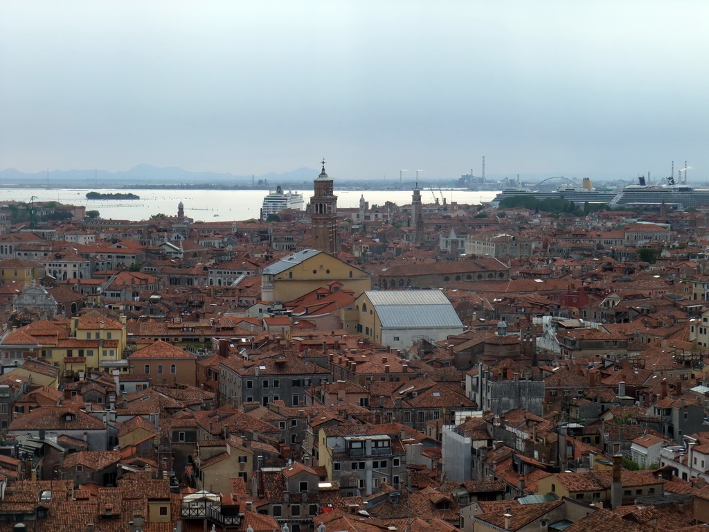 The Teatro la Fenice theatre and the tower of the Chiesa di Santo Stefano church and surroundings, viewed from the Campanile Tower of the Basilica di San Marco church