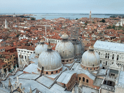 The domes of the Basilica di San Marco church and surroundings, viewed from its Campanile Tower