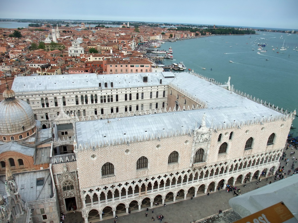 The Palazzo Ducale palace, the Basilica di San Marco church, the Piazzetta San Marco square and the Bacino di San Marco basin, viewed from the Campanile Tower of the Basilica di San Marco church
