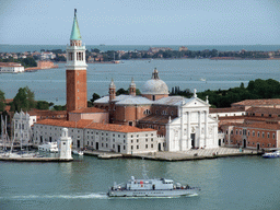 The Bacino di San Marco basin, the San Giorgio Maggiore island with the Basilica di San Giorgio Maggiore church, the San Sèrvolo island and the Lido di Venezia island, viewed from the Campanile Tower of the Basilica di San Marco church