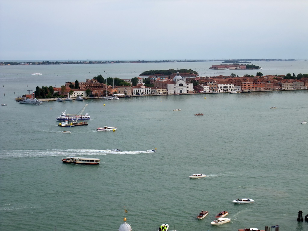 The Canal della Giudecca and the Giudecca island, viewed from the Campanile Tower of the Basilica di San Marco church