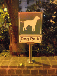 `Dog Park` sign at a square in Mestre, by night