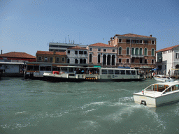 Ferry at the dock of the Venezia Santa Lucia Railway Station at the Canal Grande