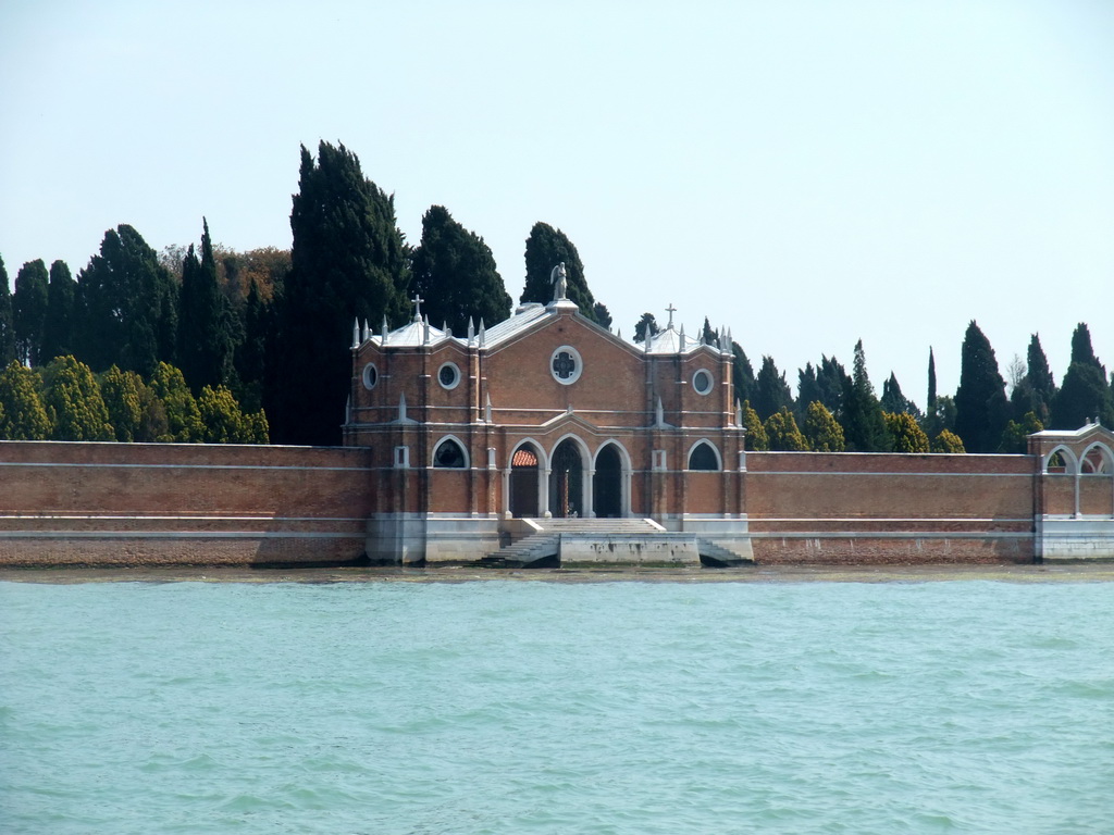 The southwest gate of the Isola di San Michele island, viewed from the ferry to Murano