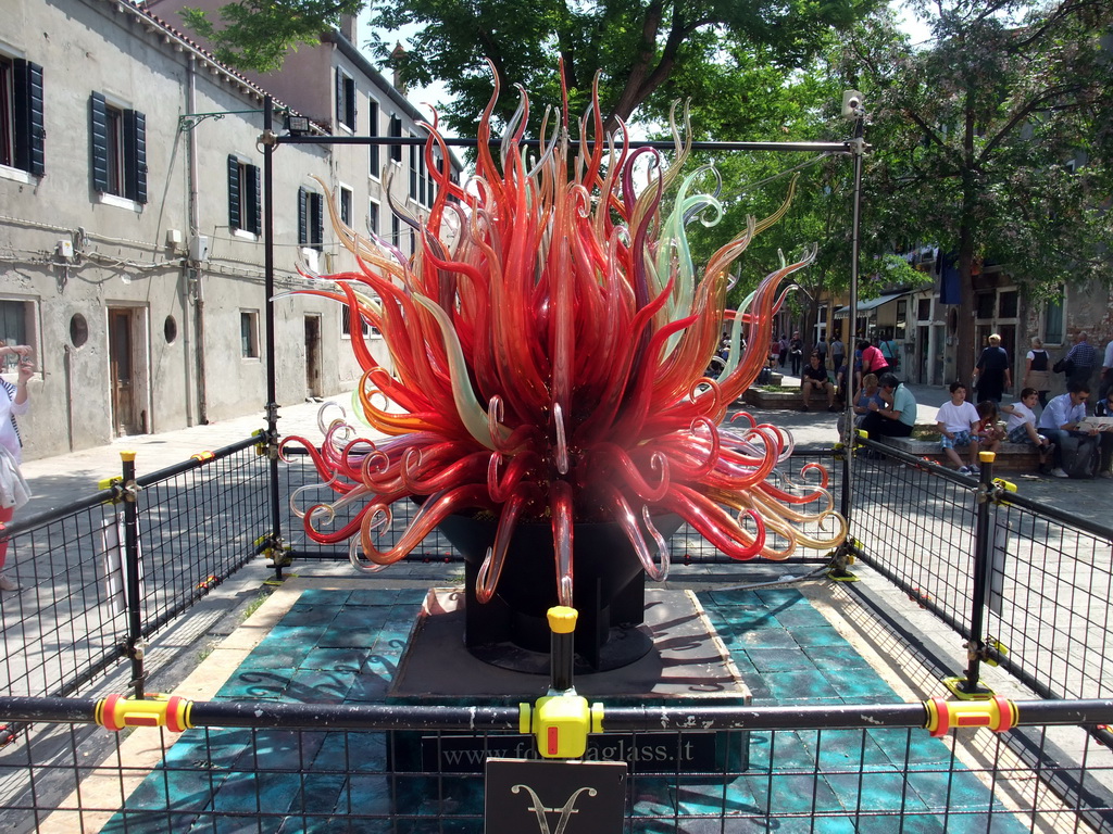 Glass piece of art at the Calle Bressagio street at the Murano islands