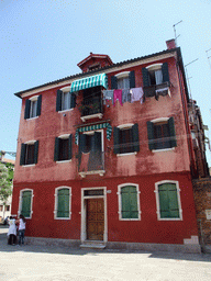 Front of a building at the Calle Bressagio street at the Murano islands