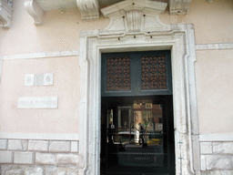 Entrance to the Museo del Vetro museum at the Fondamenta Marco Giustinian street at the Murano islands