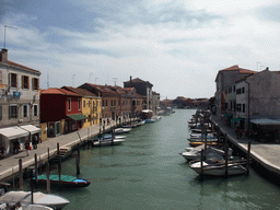 Boats in the south side of the Canal di San Donato at the Murano islands, viewed from the Ponte San Donato bridge