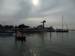 Dock at the west side of the Murano islands, viewed from the ferry from Murano