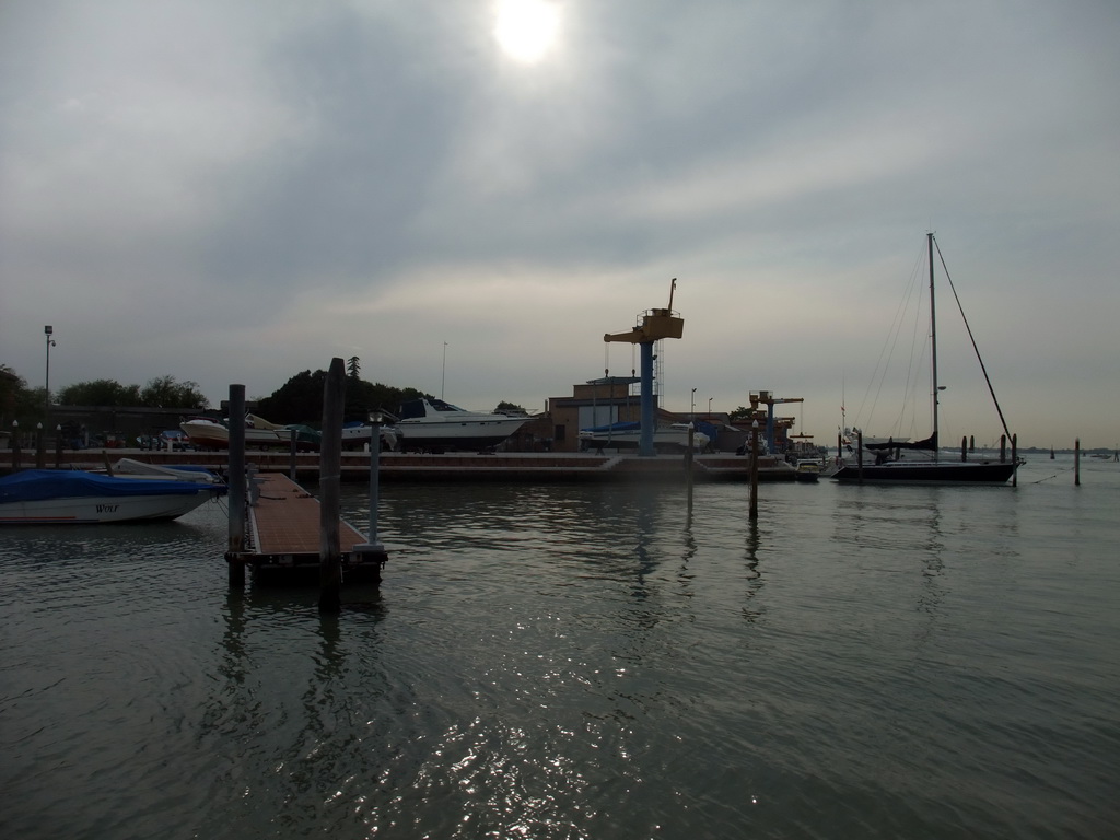 Dock at the west side of the Murano islands, viewed from the ferry from Murano