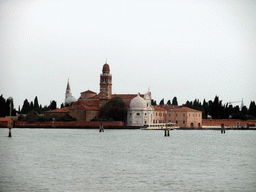 The Isola di San Michele island with the Chiesa di San Michele in Isola church, viewed from the ferry from Murano