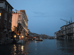 The east side of the Canal Grande with the dock at the Casinò di Venezia building, viewed from the ferry dock at the Campo San Marcuola square, at sunset