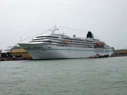 Cruise ship at the Bacino Stazione Marittima cruise terminal, viewed from the ferry