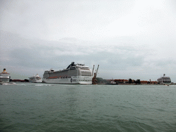 Cruise ships at the Bacino Stazione Marittima cruise terminal, viewed from the ferry