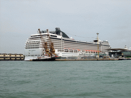 Cruise ship at the Bacino Stazione Marittima cruise terminal, viewed from the ferry