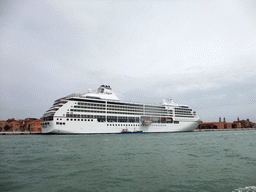 Cruise ship at the Bacino Stazione Marittima cruise terminal, viewed from the ferry