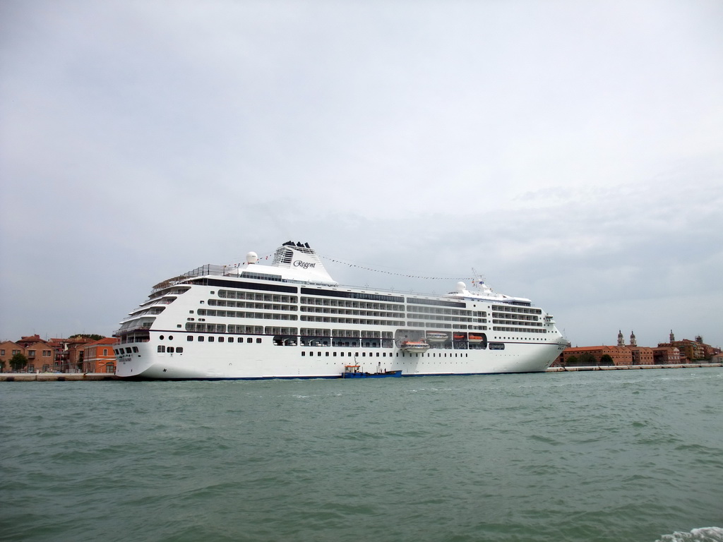 Cruise ship at the Bacino Stazione Marittima cruise terminal, viewed from the ferry