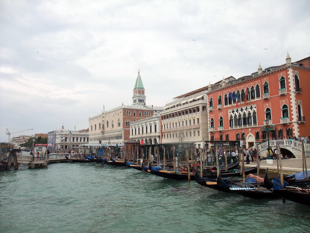 Gondolas in the Bacino di San Marco basin, viewed from the San Zaccaria ferry stop