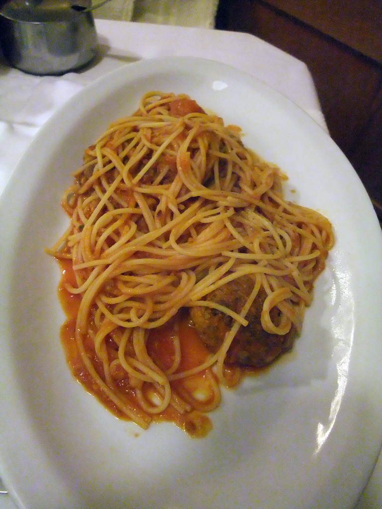 Pasta at the Trattoria Rivetta restaurant at the Campiello Santi Filippo e Giacomo square