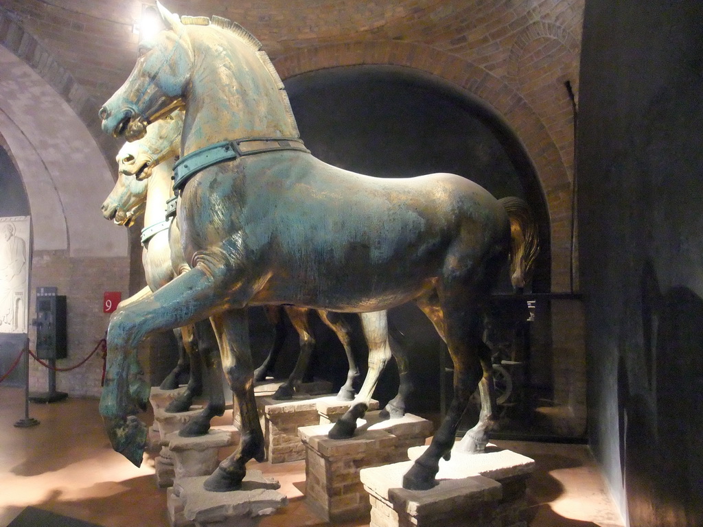 The original Horses of Saint Mark statues, at the narthex of the Basilica di San Marco church