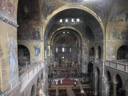 The nave, pulpit, choir, apse and altar of the Basilica di San Marco church, viewed from the narthex