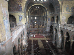 The nave, pulpit, choir, apse and altar of the Basilica di San Marco church, viewed from the narthex