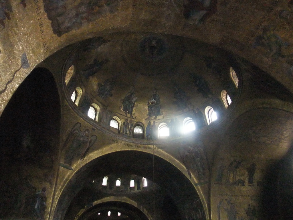 The ceiling of the dome of the Basilica di San Marco church, viewed from the narthex