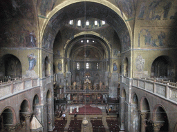 The nave, pulpit, choir, apse and altar of the Basilica di San Marco church, viewed from the narthex