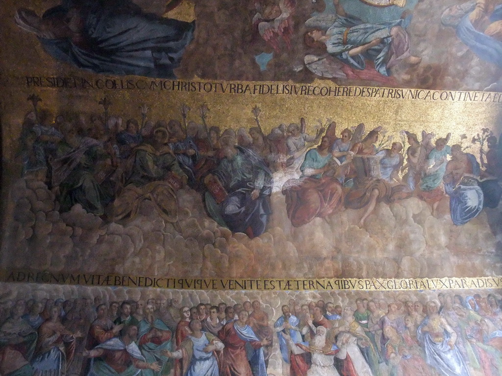 The ceiling of the nave of the Basilica di San Marco church, viewed from the narthex