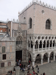 The Porta della Carta gate, the Palazzo Ducale palace and the Piazzetta San Marco square, viewed from the loggia of the Basilica di San Marco church