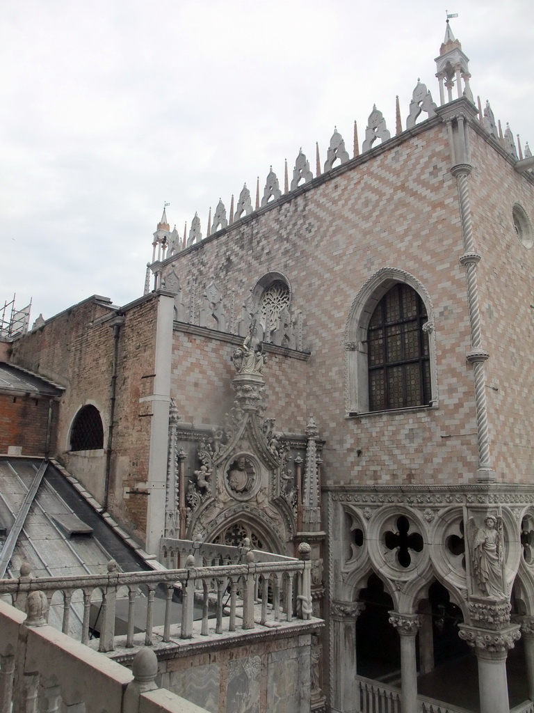 The Porta della Carta gate, the Palazzo Ducale palace and the Piazzetta San Marco square, viewed from the loggia of the Basilica di San Marco church