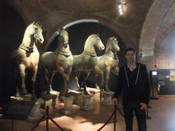 Tim with the original Horses of Saint Mark statues, at the narthex of the Basilica di San Marco church