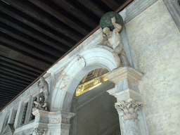 Two statues above the gate to the Scala d`Oro staircase at the Palazzo Ducale palace