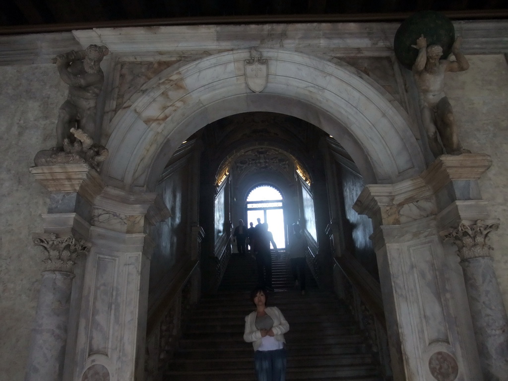 Miaomiao at the Scala d`Oro staircase at the Palazzo Ducale palace