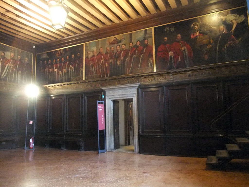 The Sala dei Censori room at the Palazzo Ducale with the staircase leading to the Ponte dei Sospiri bridge