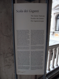 Information on the Scala dei Giganti staircase at the Palazzo Ducale palace