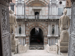 The Scala dei Giganti staircase with its two statues and the back side of the Porta della Carta gate at the Palazzo Ducale palace