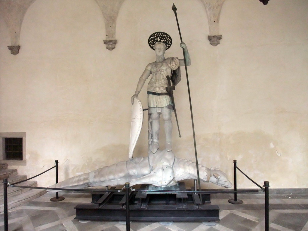 Statue of St. George and the dragon at the Courtyard of the Palazzo Ducale palace
