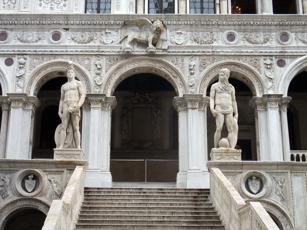 The two statues of the Scala dei Giganti staircase at the Palazzo Ducale palace