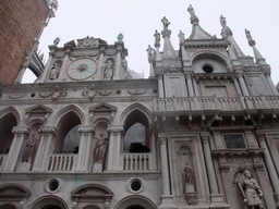 The Orologio clock and the south side of the Arco Foscari arch at the Courtyard of the Palazzo Ducale palace