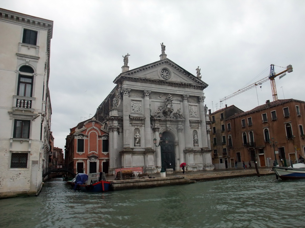 The Chiesa di San Stae church at the Campo San Stae square, viewed from the Canal Grande ferry