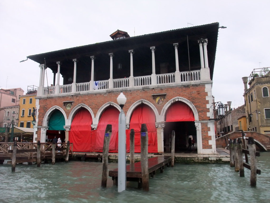 The Rialto Pescheria fish market, viewed from the Canal Grande ferry