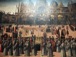 Part of the painting `Processione in piazza San Marco` by Gentile Bellini, at room XX of the Gallerie dell`Accademia museum