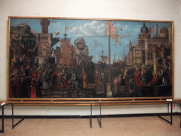 Painting `Incontro e partenza dei fidanzati` by Vittore Carpaccio, at room XXI of the Gallerie dell`Accademia museum