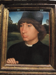 Painting `Ritratto di giovane uomo` by Hans Memling, at room IV of the Gallerie dell`Accademia museum