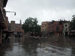 The Campo Santa Margherita square with the tower of the Chiesa di San Pantaleone Martire church