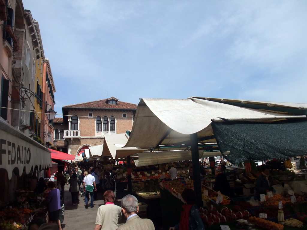 Market stalls at the Campo della Pescaria square