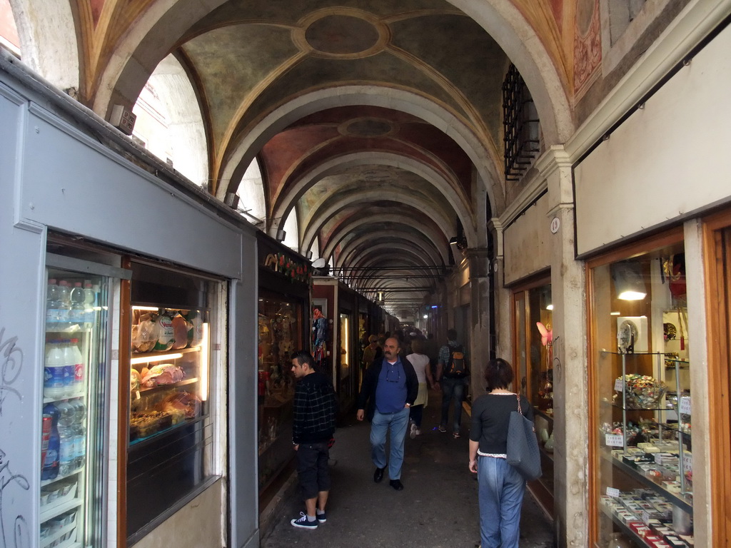 Shops at a gallery at the Ruga degli Orefici street